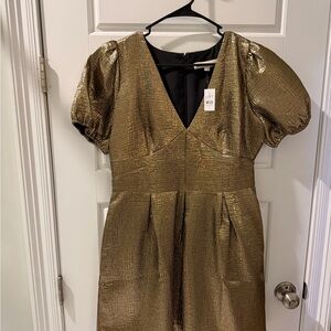 LOFT Metallic Gold Mini Dress
